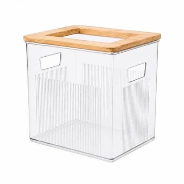 سطل زباله لیمون مدل رویه چوبی کد 2501 گنجایش 5 لیتر
