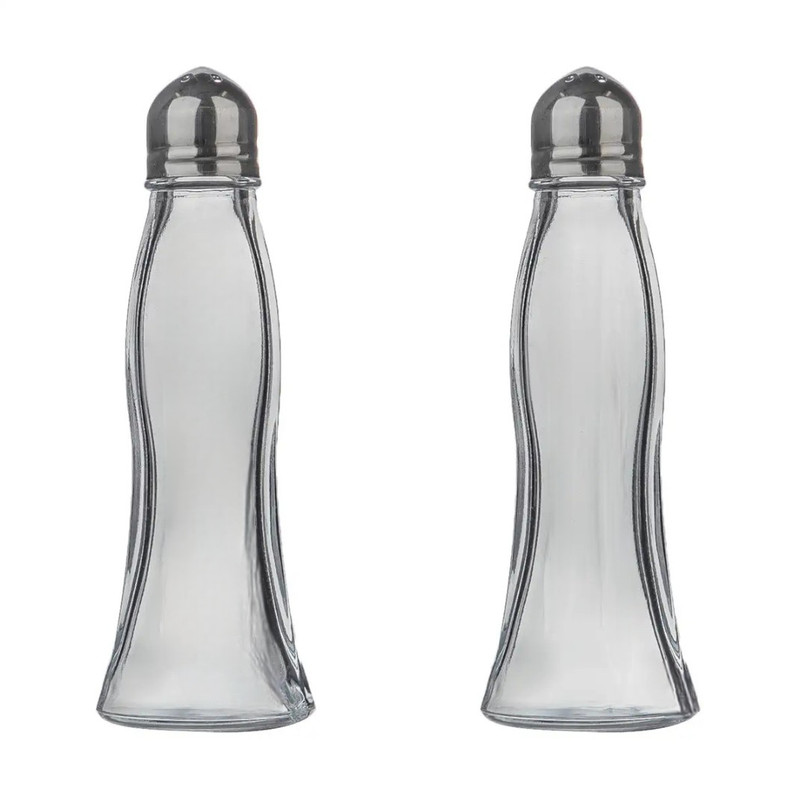 نمک‌پاش لیمون مدل شیشه ای درب استیل کد HS2411 مجموعه 2 عددی