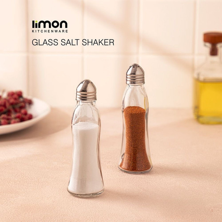 نمکپاش لیمون مدل شیشه ای درب استیل کد HS2411 مجموعه 2 عددی